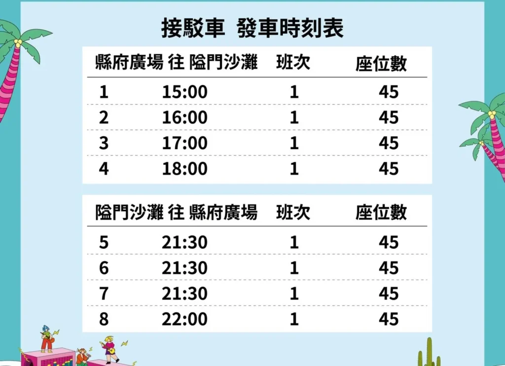 2025 澎湖國際沙灘狂想曲|接駁車發車時刻表 2025 澎湖國際沙灘狂想曲|接駁車發車時刻表