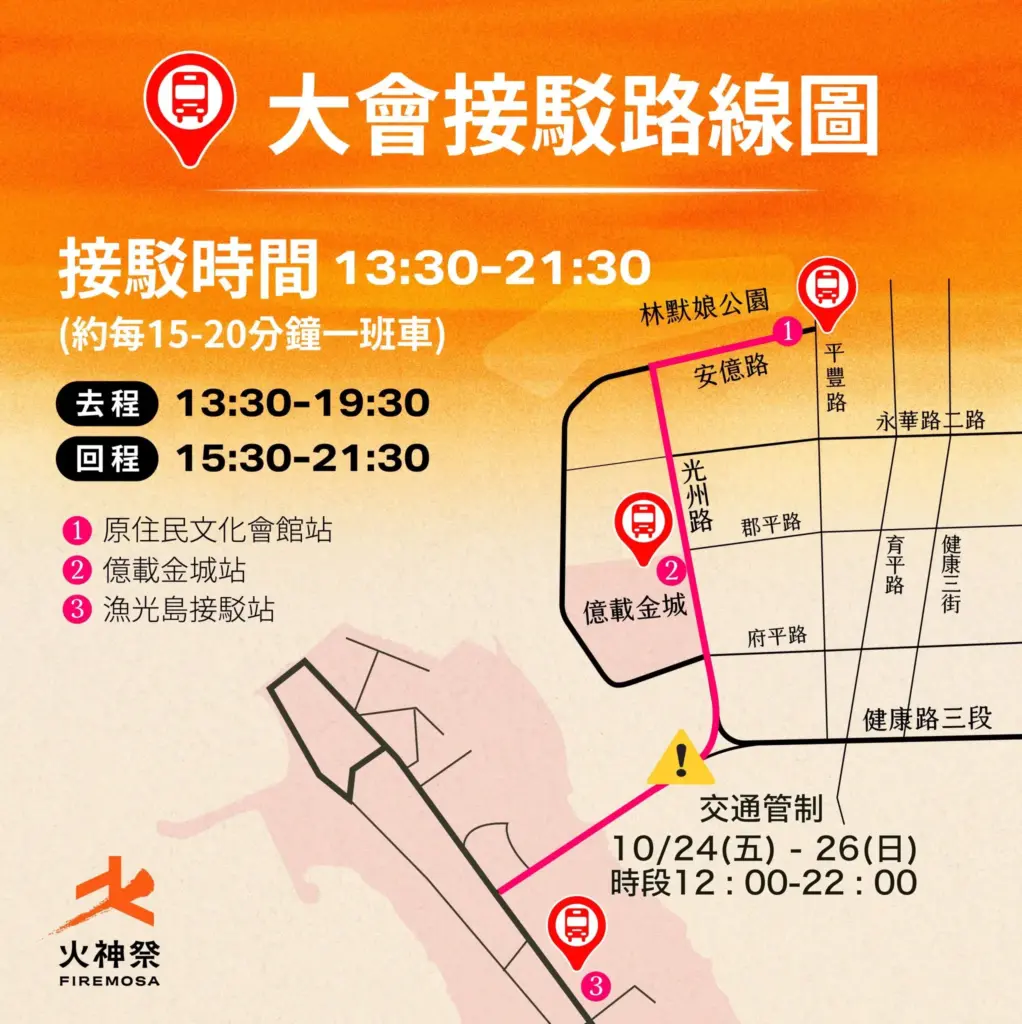 2025台南漁光島火神祭-大會接駁路線圖